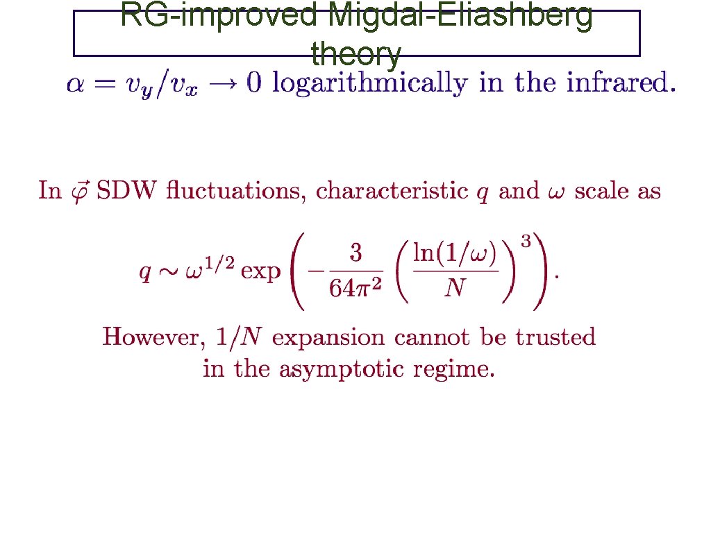 RG-improved Migdal-Eliashberg theory 