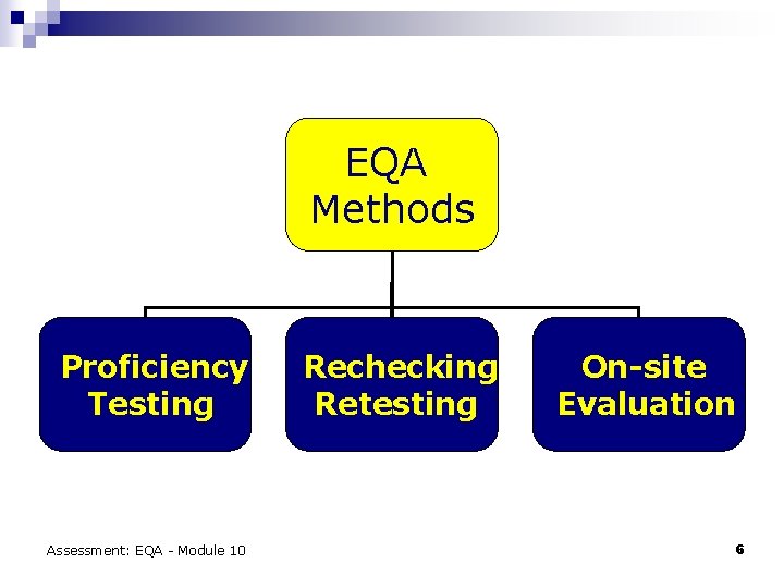 EQA Methods Proficiency Testing Assessment: EQA - Module 10 Rechecking Retesting On-site Evaluation 6