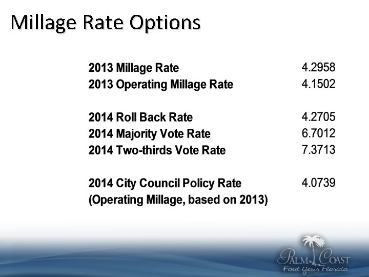 Millage Rate Options 