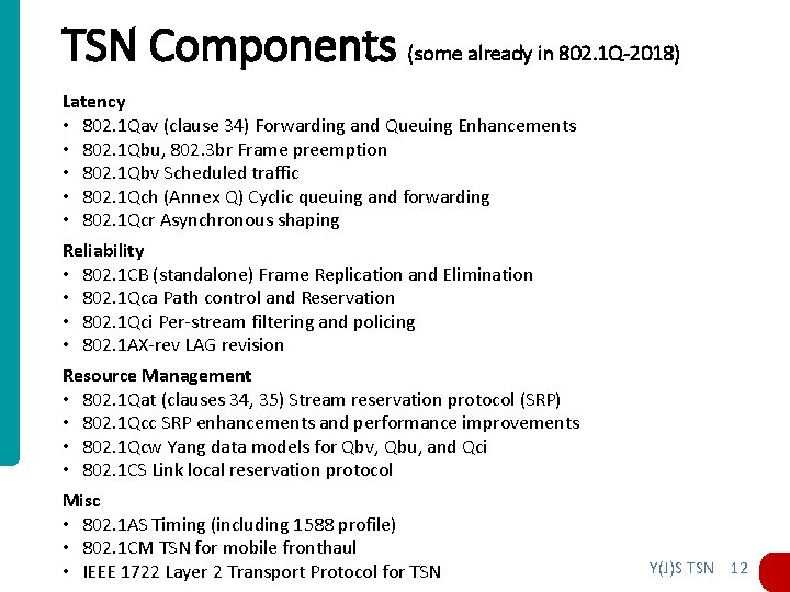 TSN Components (some already in 802. 1 Q-2018) Latency • 802. 1 Qav (clause TSN Components (some already in 802. 1 Q-2018) Latency • 802. 1 Qav (clause
