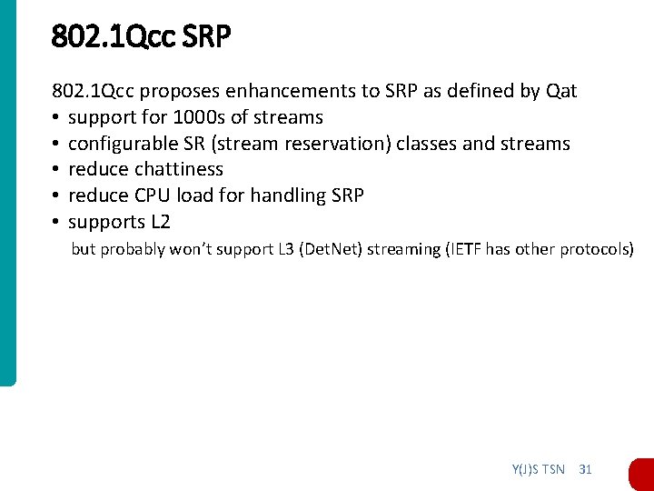 802. 1 Qcc SRP 802. 1 Qcc proposes enhancements to SRP as defined by 802. 1 Qcc SRP 802. 1 Qcc proposes enhancements to SRP as defined by
