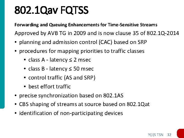 802. 1 Qav FQTSS Forwarding and Queuing Enhancements for Time-Sensitive Streams Approved by AVB 802. 1 Qav FQTSS Forwarding and Queuing Enhancements for Time-Sensitive Streams Approved by AVB