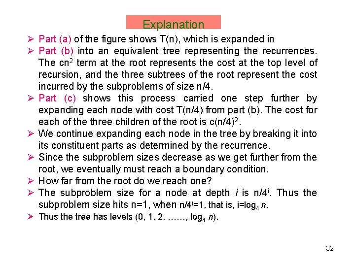 Explanation Ø Part (a) of the figure shows T(n), which is expanded in Ø