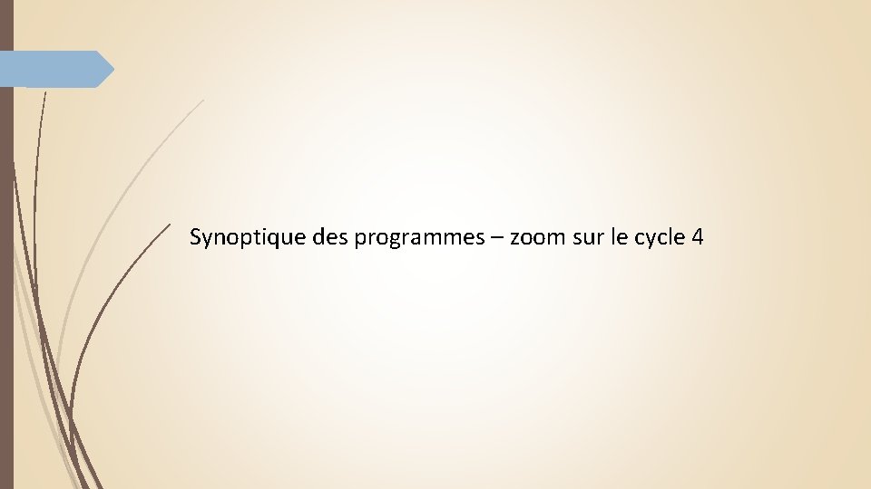 Synoptique des programmes – zoom sur le cycle 4 