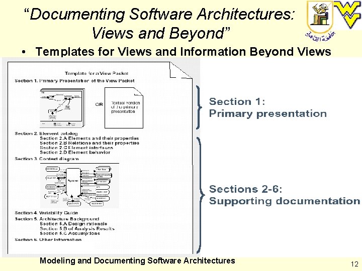 “Documenting Software Architectures: Views and Beyond” • Templates for Views and Information Beyond Views