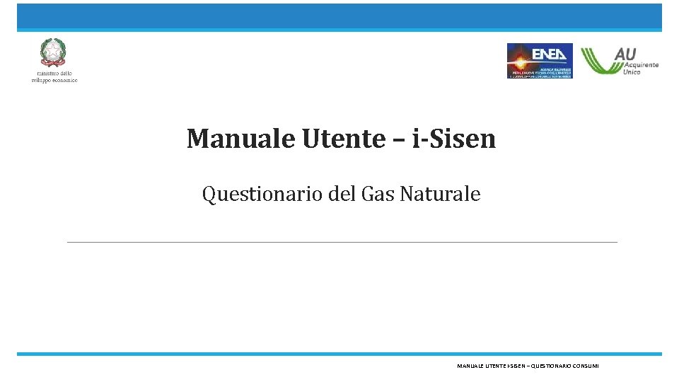 Manuale Utente – i-Sisen Questionario del Gas Naturale MANUALE UTENTE I-SISEN – QUESTIONARIO CONSUMI