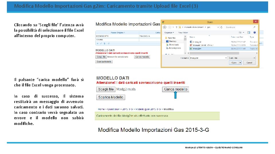 Modifica Modello Importazioni Gas g 2 im: Caricamento tramite Upload file Excel (3) Cliccando