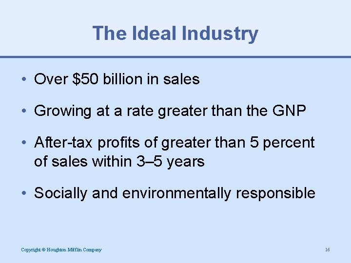 The Ideal Industry • Over $50 billion in sales • Growing at a rate