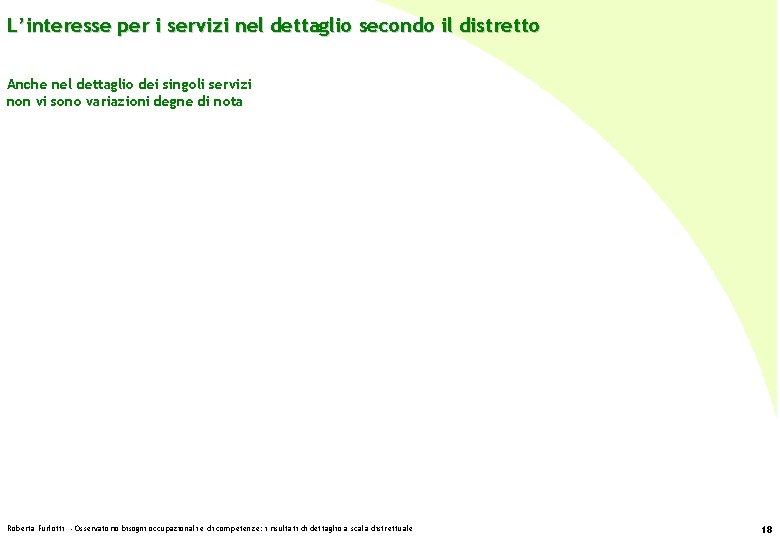 L’interesse per i servizi nel dettaglio secondo il distretto Anche nel dettaglio dei singoli