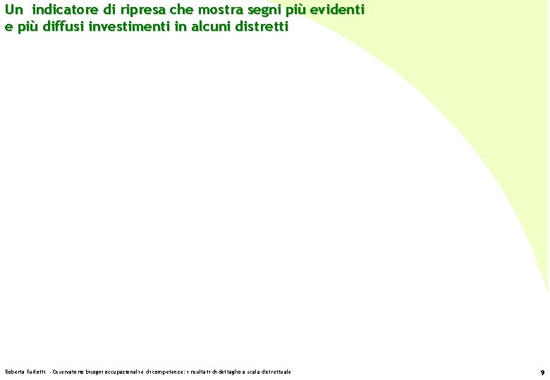 Un indicatore di ripresa che mostra segni più evidenti e più diffusi investimenti in