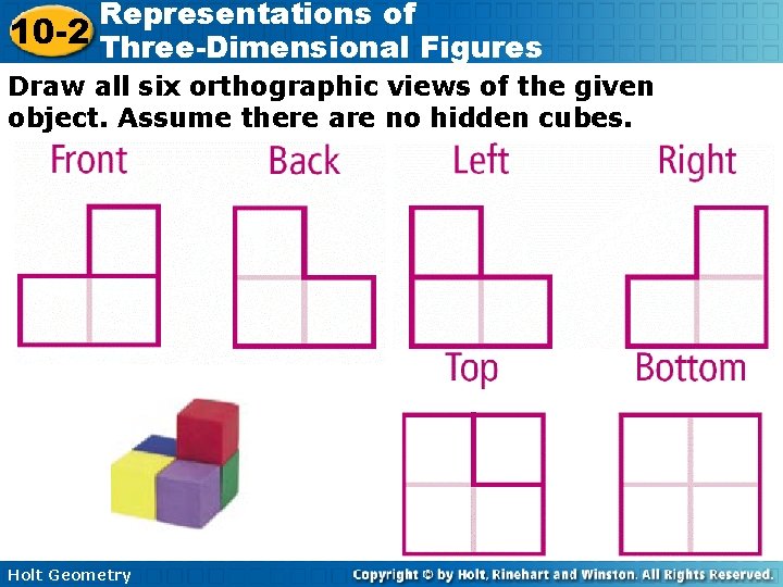 Representations of 10 2 ThreeDimensional Figures Warm Up