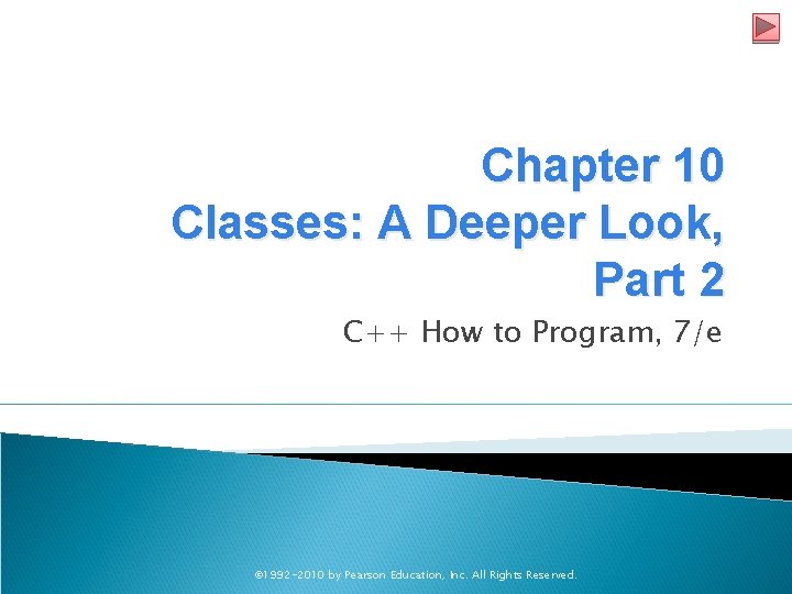 Chapter 10 Classes: A Deeper Look, Part 2 C++ How to Program, 7/e ©