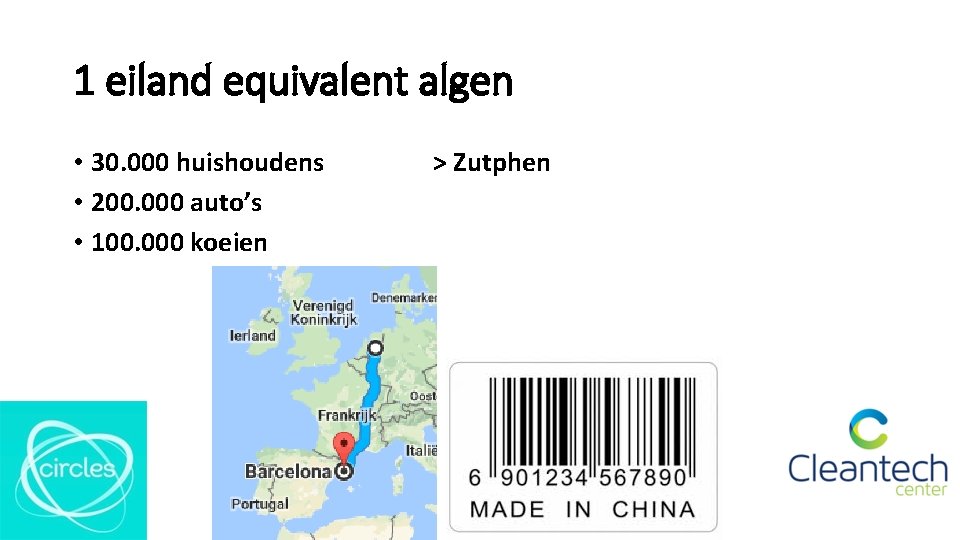 1 eiland equivalent algen • 30. 000 huishoudens • 200. 000 auto’s • 100.