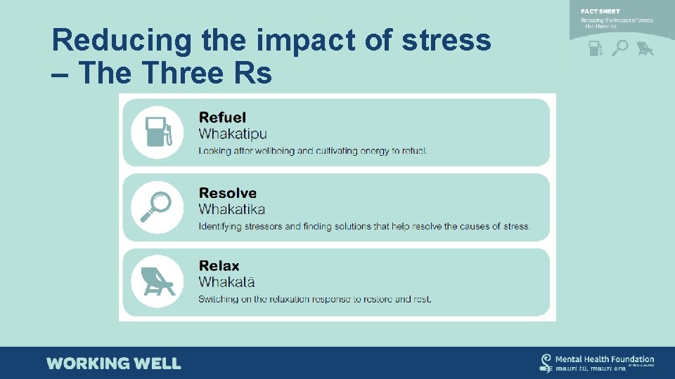 Reducing the impact of stress – The Three Rs 