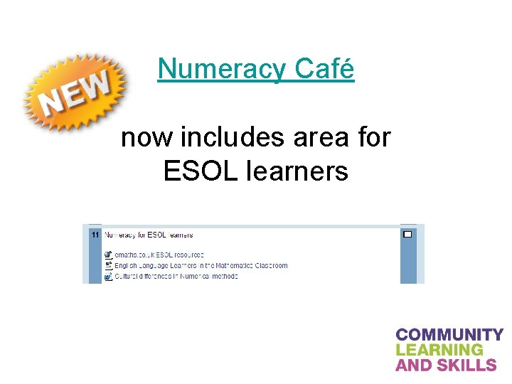 Numeracy Café now includes area for ESOL learners 