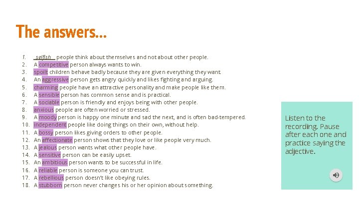 The answers. . . 1. 2. 3. 4. 5. 6. 7. 8. 9. 10.