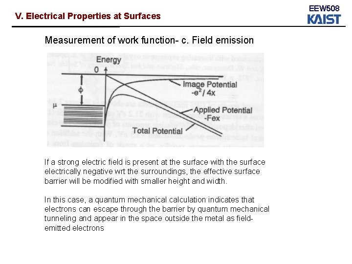 V. Electrical Properties at Surfaces Measurement of work function- c. Field emission If a V. Electrical Properties at Surfaces Measurement of work function- c. Field emission If a