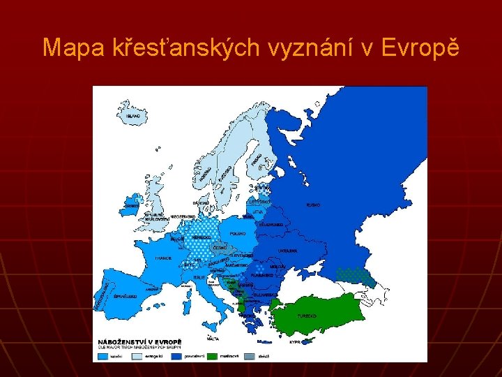 Mapa křesťanských vyznání v Evropě 
