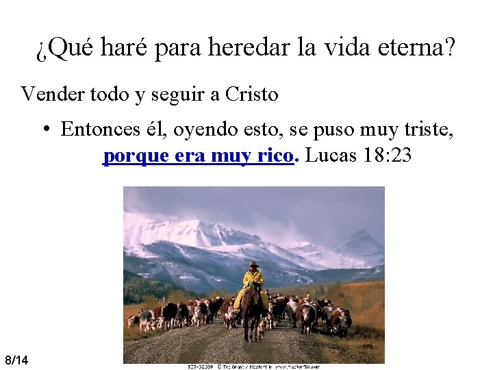 ¿Qué haré para heredar la vida eterna? Vender todo y seguir a Cristo • ¿Qué haré para heredar la vida eterna? Vender todo y seguir a Cristo •