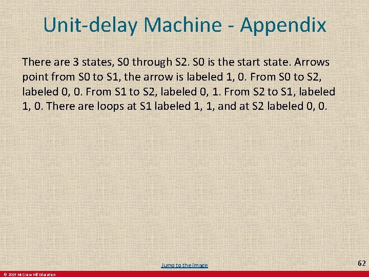 Unit-delay Machine - Appendix There are 3 states, S 0 through S 2. S