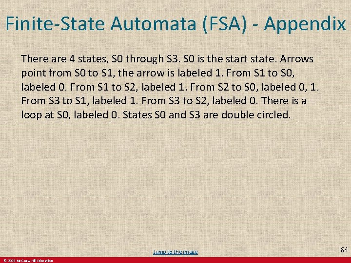 Finite-State Automata (FSA) - Appendix There are 4 states, S 0 through S 3.