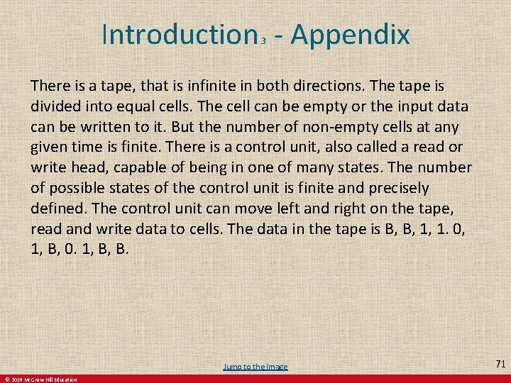 Introduction - Appendix 3 There is a tape, that is infinite in both directions.