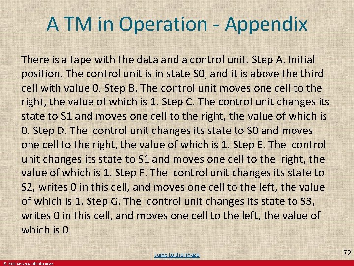 A TM in Operation - Appendix There is a tape with the data and