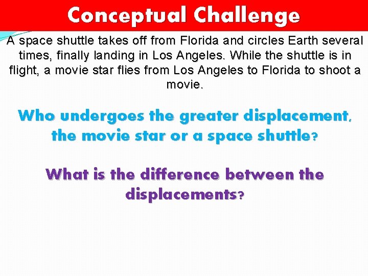 Conceptual Challenge A space shuttle takes off from Florida and circles Earth several times,