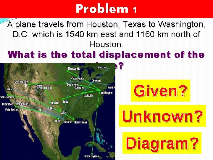 Problem 1 A plane travels from Houston, Texas to Washington, D. C. which is