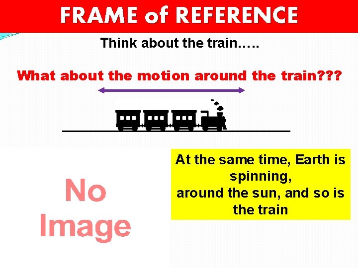 FRAME of REFERENCE Think about the train…. . What about the motion around the