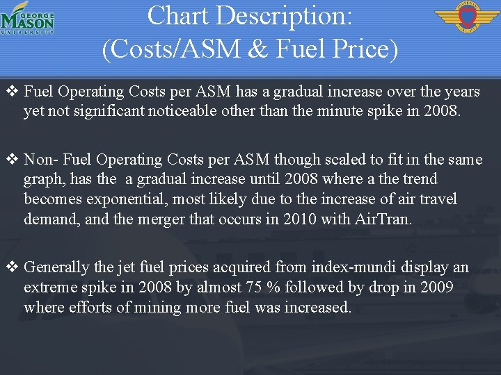 Chart Description: (Costs/ASM & Fuel Price) v Fuel Operating Costs per ASM has a