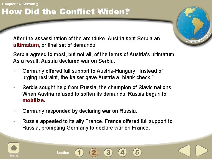 Chapter 14, Section 2 How Did the Conflict Widen? After the assassination of the