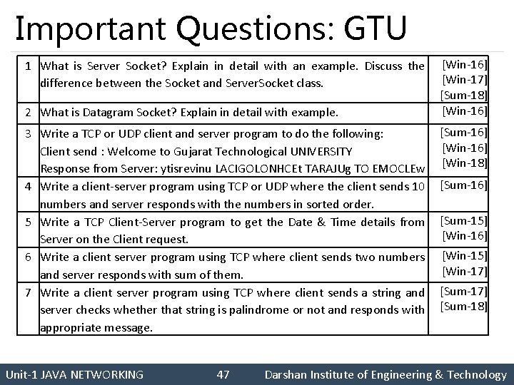 Important Questions: GTU 1 What is Server Socket? Explain in detail with an example.