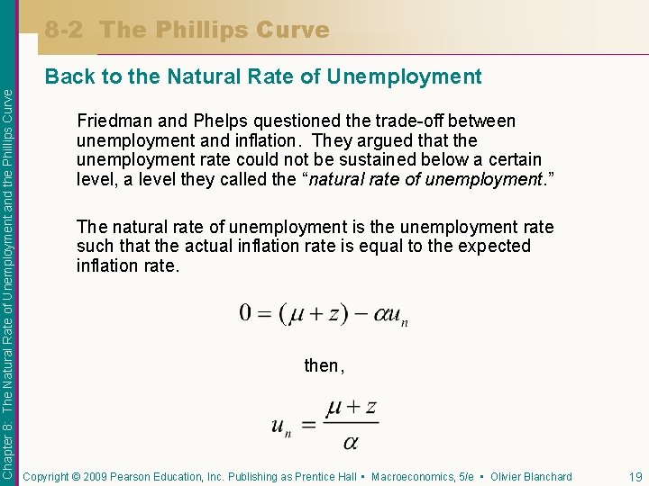 8 -2 The Phillips Curve Chapter 8: The Natural Rate of Unemployment and the