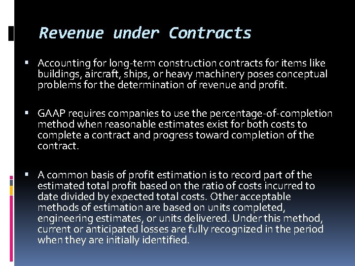 Revenue under Contracts Accounting for long-term construction contracts for items like buildings, aircraft, ships, Revenue under Contracts Accounting for long-term construction contracts for items like buildings, aircraft, ships,
