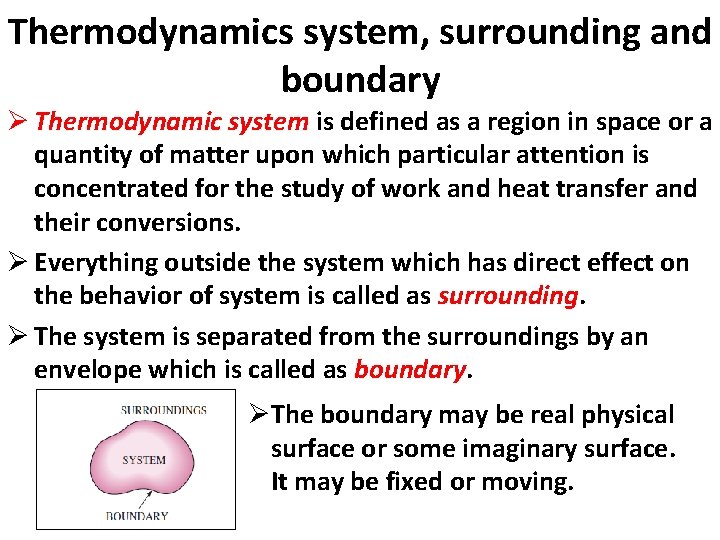 Thermodynamics system, surrounding and boundary Ø Thermodynamic system is defined as a region in