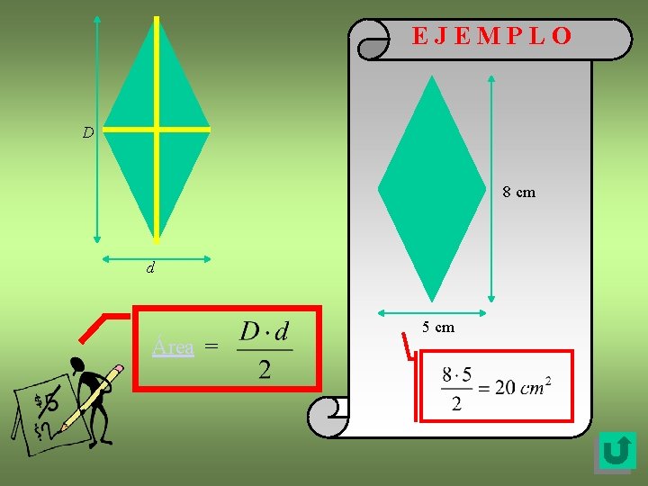 EJEMPLO D 8 cm d Área = 5 cm 