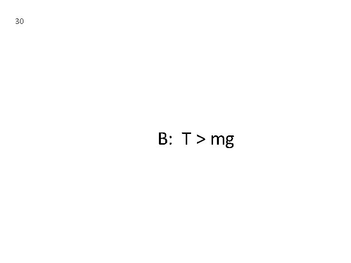 30 B: T > mg 