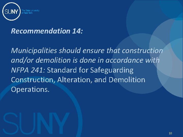 Recommendation 14: Municipalities should ensure that construction and/or demolition is done in accordance with