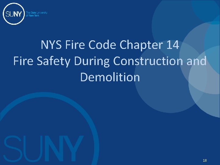 NYS Fire Code Chapter 14 Fire Safety During Construction and Demolition 18 