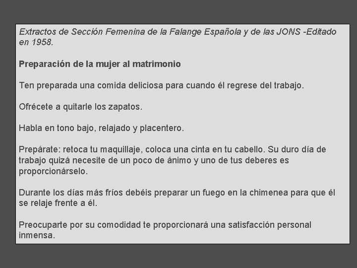 Extractos de Sección Femenina de la Falange Española y de las JONS -Editado en
