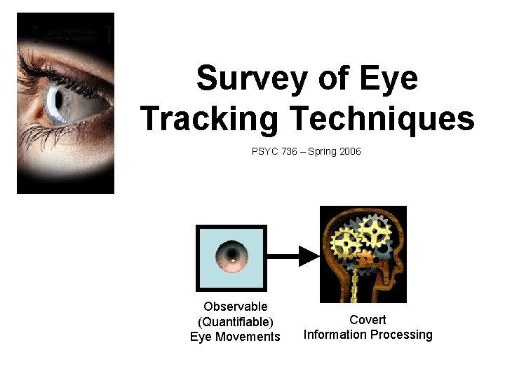 Survey of Eye Tracking Techniques PSYC 736 Spring