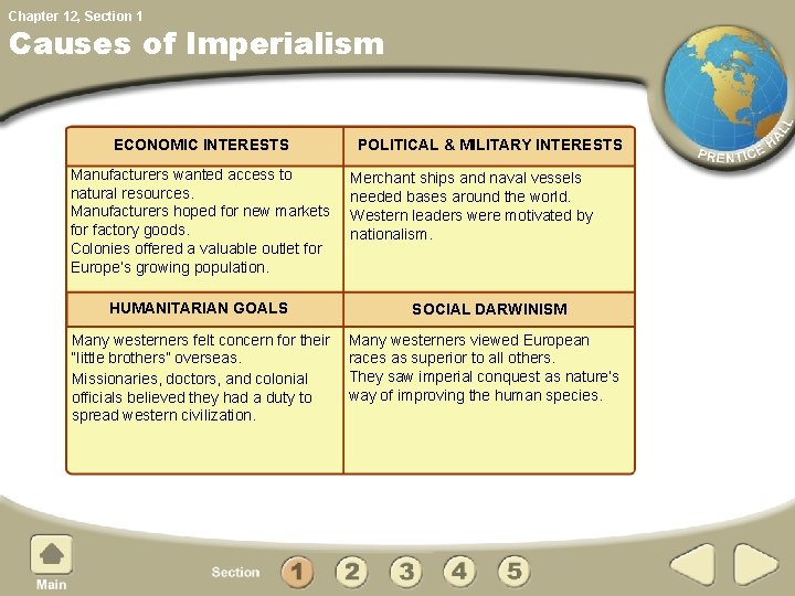 Chapter 12, Section 1 Causes of Imperialism ECONOMIC INTERESTS Manufacturers wanted access to natural