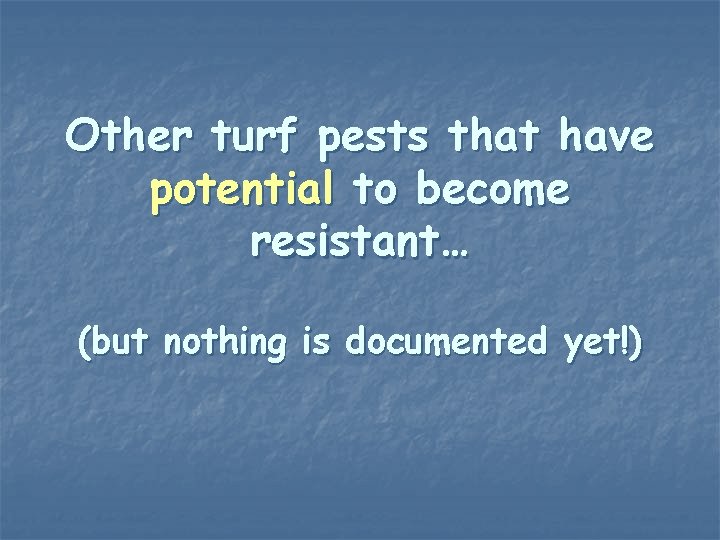 Other turf pests that have potential to become resistant… (but nothing is documented yet!)