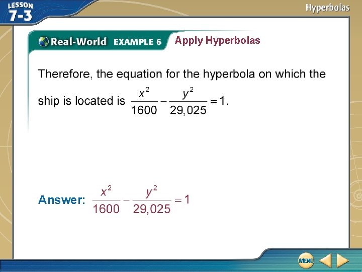 Apply Hyperbolas Answer: 