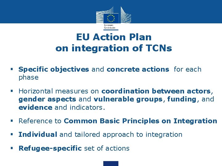 EU Action Plan on integration of TCNs § Specific objectives and concrete actions for