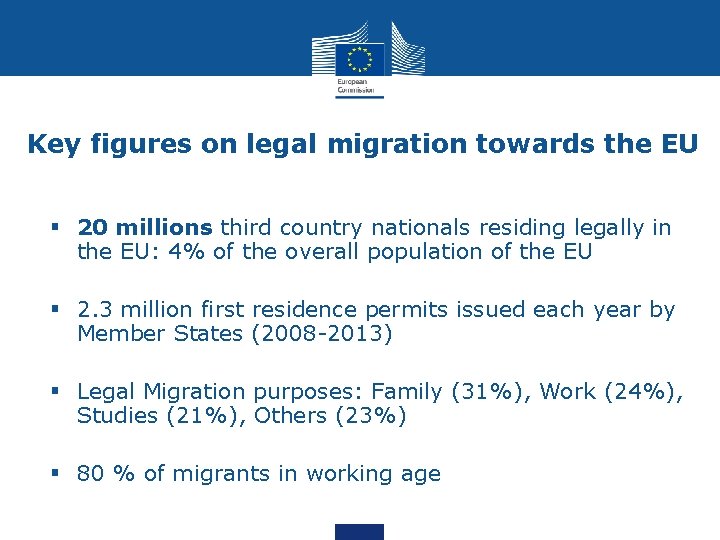 Key figures on legal migration towards the EU § 20 millions third country nationals