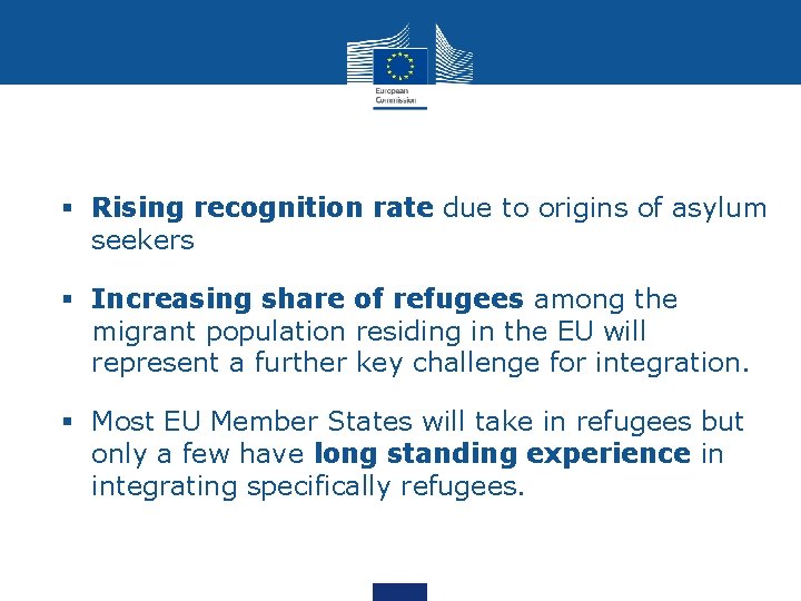 § Rising recognition rate due to origins of asylum seekers § Increasing share of