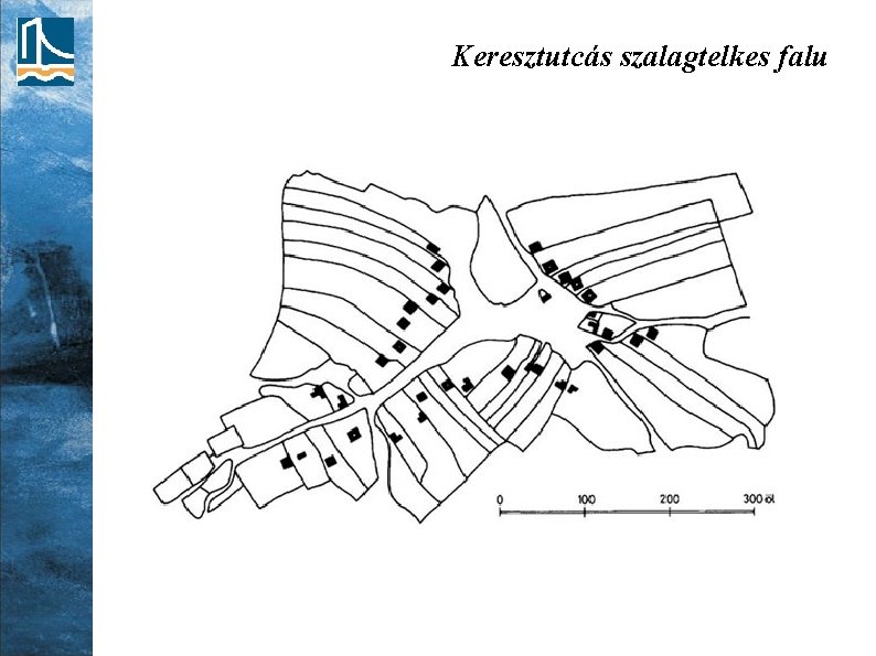 Keresztutcás szalagtelkes falu 