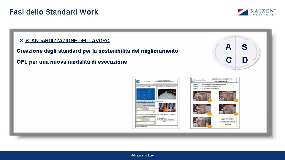 Fasi dello Standard Work 3. STANDARDIZZAZIONE DEL LAVORO Creazione degli standard per la sostenibilità Fasi dello Standard Work 3. STANDARDIZZAZIONE DEL LAVORO Creazione degli standard per la sostenibilità